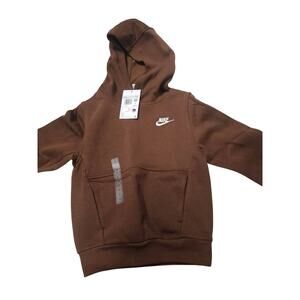Nike Youth Fleece Embroidered Hoodie Brown XS